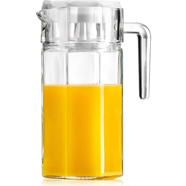 Brocca In Vetro Per Bevande, Acqua, Succhi, Limonata, Con Coperchio, 1,5 L-image