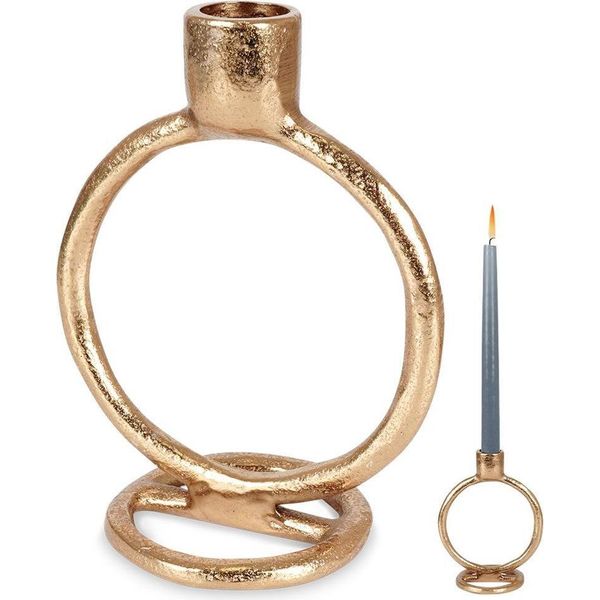 Portacandele In Metallo Dorato Per Una Candela Lunga, Tavolo Decorativo, 15 Cm-image