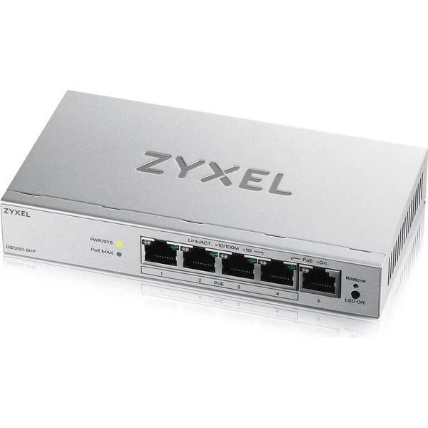 Zyxel GS1200-5HPV3 5-Port Gigabit Poe+ Web/Smart Managed-image