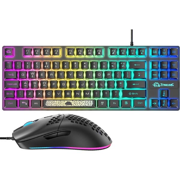 Tastiera E Mouse Da Gioco, Tastiera Rgb Cablata Con Sensazione Meccanica + Mouse Da Gioco Con 6400 Dpi Regolabili, Keycap Retroilluminati, Per PS4-image