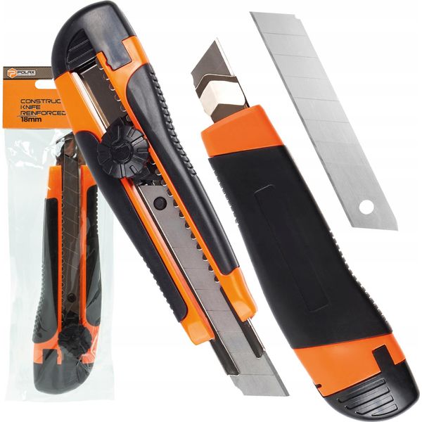Coltello Per Carta Da Parati In Plastica, Impugnatura In Gomma, Blocco A Vite, Lama Spezzabile Da 18 Mm Polax-image