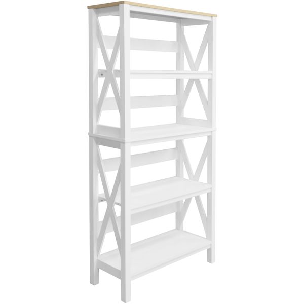 Aktenregal Otto Home "Silba", Weiß (Weiß, Eichefarben), B:76Cm H:161Cm T:30Cm, Holzwerkstoff, Regale, Aktenregal, BüCherregal, 4 FäCher, Landhausstil, HöHe 161 Cm-image