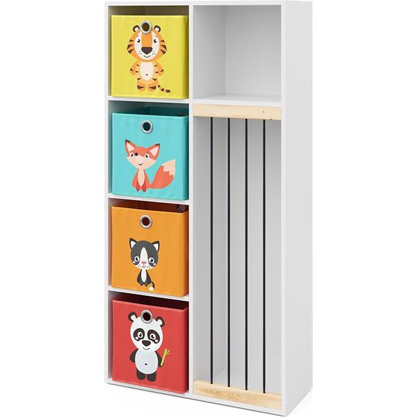 Vicco Libreria Bambini Marvin, 72 X 143 Cm Con 4 Scatole Pieghevoli Opt.1, Bianco-image