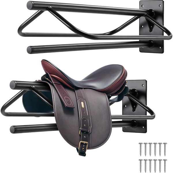 Succebuy Portasella Con Guida Per Imbottitura, 23,8X12,6X10,2 Pollici, 2 Pacchetti Di Portasella A Parete, Robusto Portasella In Acciaio, Portasella Occidentale E Inglese Per Stalla, Fienile.-image