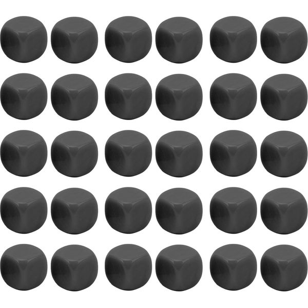 Set Di 30 Dadi Bianchi, Dadi Fai Da Te A 6 Facce Con Angoli Arrotondati, Per Giochi Da Tavolo E Apprendimento Della Matematica, Nero-image