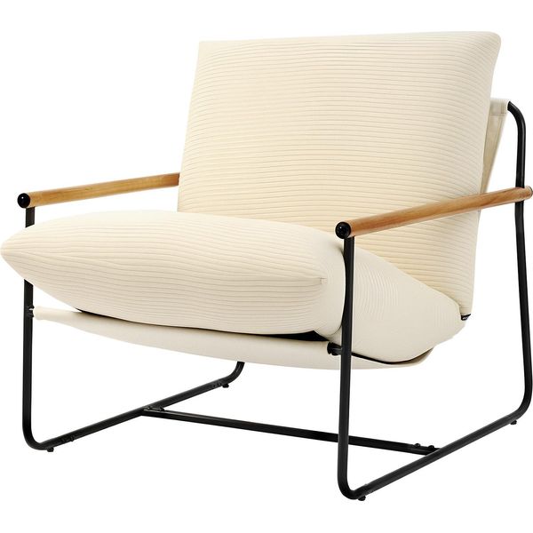 Vevor Sedia Da Salotto, Accogliente Sedia Imbottita Con Morbida Imbottitura In Schiuma E Struttura In Metallo E Cuscino Rimovibile, Reclinabile Per Soggiorno, Camera Da Letto, Sala Lettura, Ufficio, Beige-image