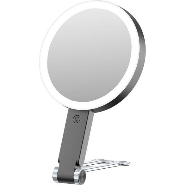 Inf Specchio Cosmetico Illuminato A Led Con Supporto A Orso, Ingrandimento 30X Nero-image