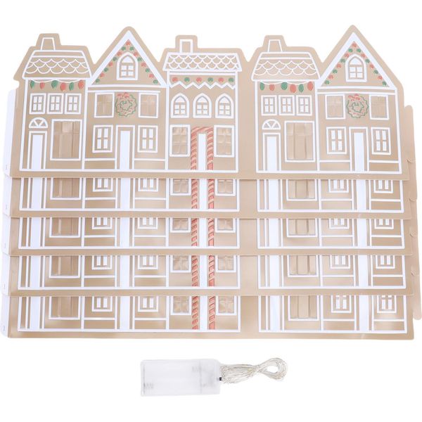 Collare Per Albero Di Natale, Esclusivo Anello Riutilizzabile In Pvc A Forma Di Casetta Di Pan Di Zenzero Con Luci Led Per Decorazioni Natalizie, 66 Cm-image