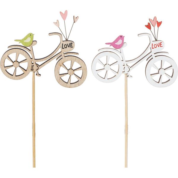 Romantici Bastoncini Di Legno A Forma Di Bicicletta Per Decorazioni Primaverili In Casa E In Giardino, 12 Pezzi-image