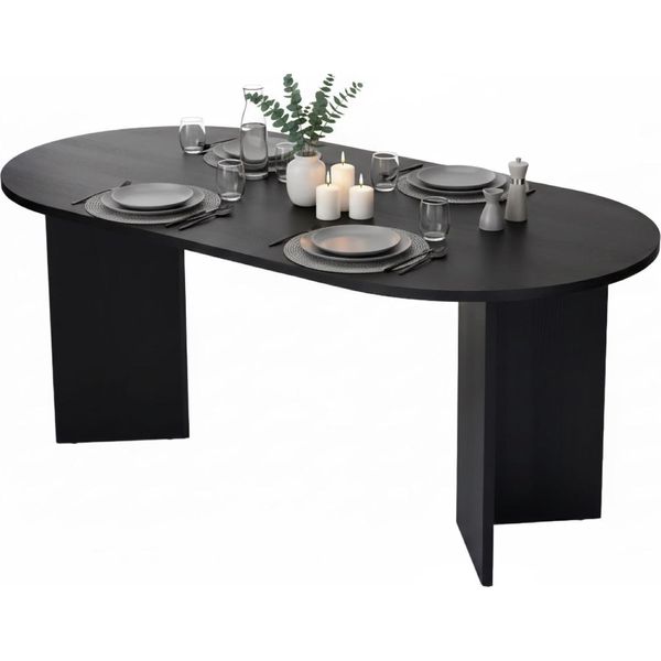 Dmora Tavolo Fisso Monterano 180X89.5X75H Cm Nero, 6 Posti Forma Ovale-image