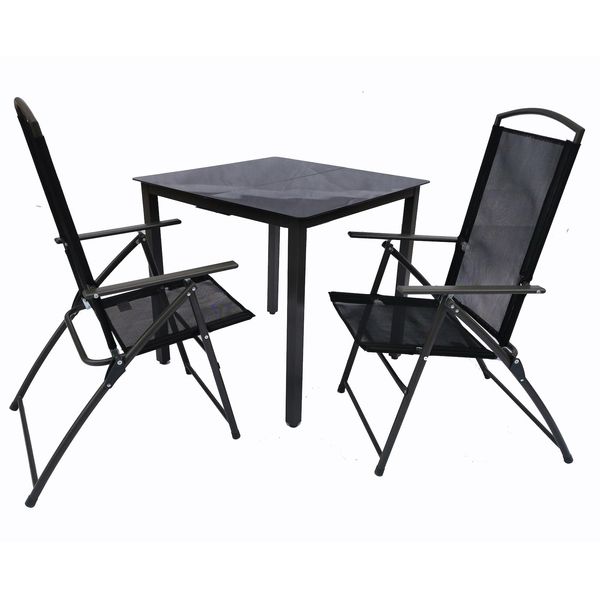 Vcm 3-Tlg GartenmöBel Set Sitzgruppe Essgruppe 1X Tisch, 2X StüHle Tisch MaßE Ca. H. 76 X B. 80 X T. 80 Cm Hochlehner Set 80S Garlos-image