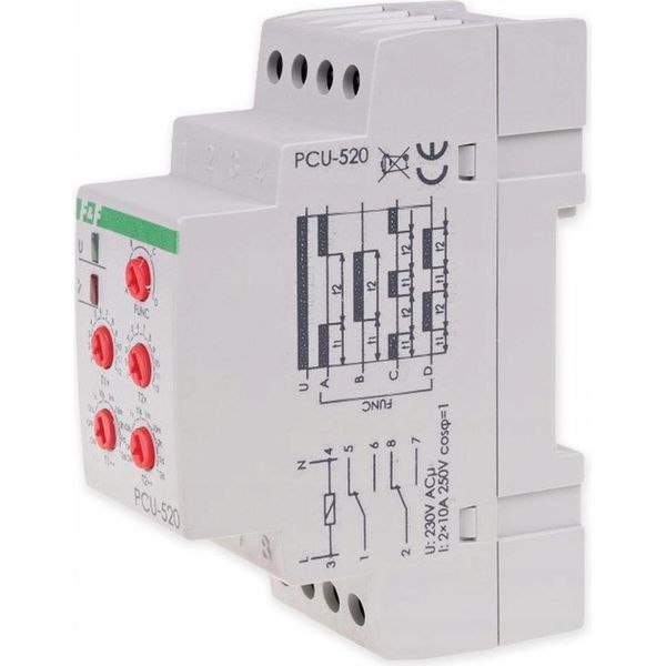 Relè A Tempo 2X Timer Funzionamento Ciclico 230V Ac 2X 8A PCU-520 Relè F&F-image