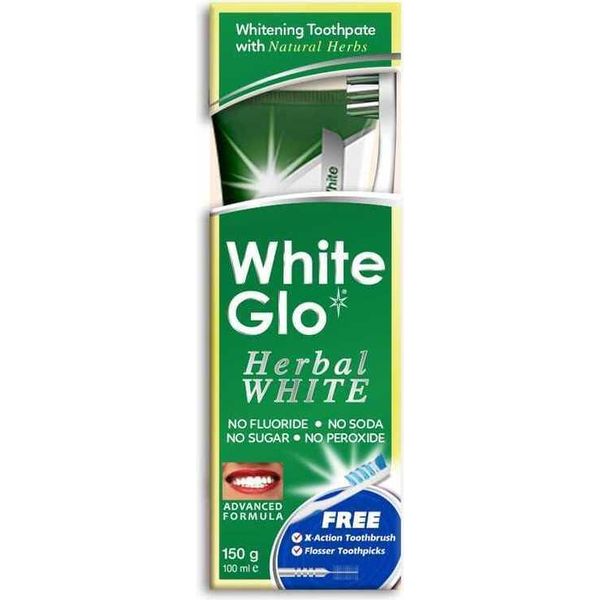 White Glo Dentifricio Sbiancante Alle Erbe 100Ml + Spazzolino-image