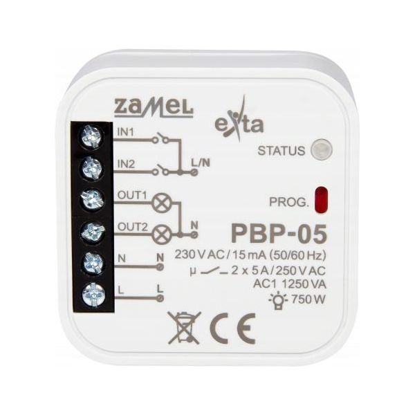 Relè Bistabile (Implus) A 2 Canali Da Incasso 230V Ac PBP-05 Exta Zamel-image