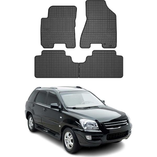 2004-2010 Kia Sportage Tappetini Tpe Nero 4 Pezzi-image