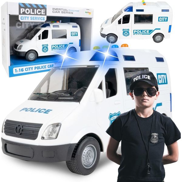 Malplay Auto Della Polizia Modello Auto Luce Suono Veicolo, Grande Regalo Da 3 Anni-image