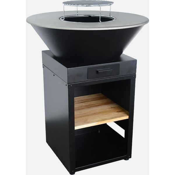 Barbecue Braciere 81,5Cm, Griglia Di Cottura, Contenitore Per La Legna, Nero-image