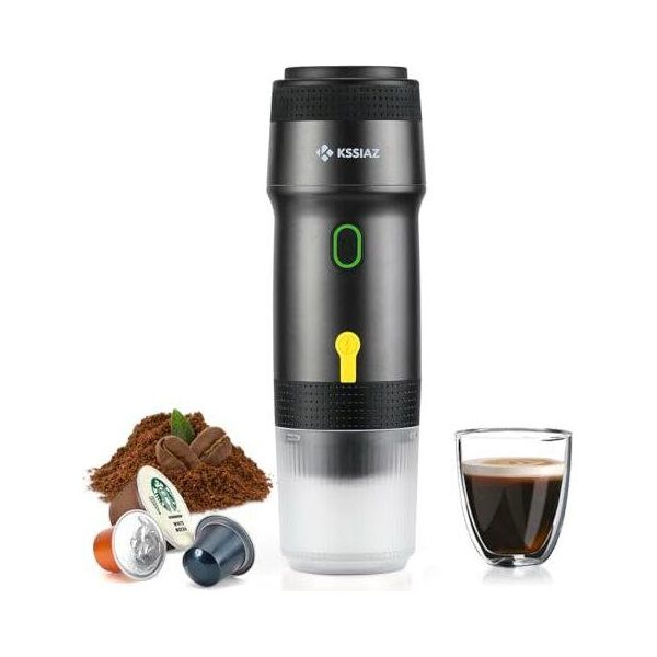 Macchina Per Caffè Espresso Portatile, Macchina Per Caffè Espresso Elettrica Con Auto-Riscaldamento, Usb E Caricatore Per Auto, Mini Caffettiera Ns Capsule Per Caffè Macinato-image