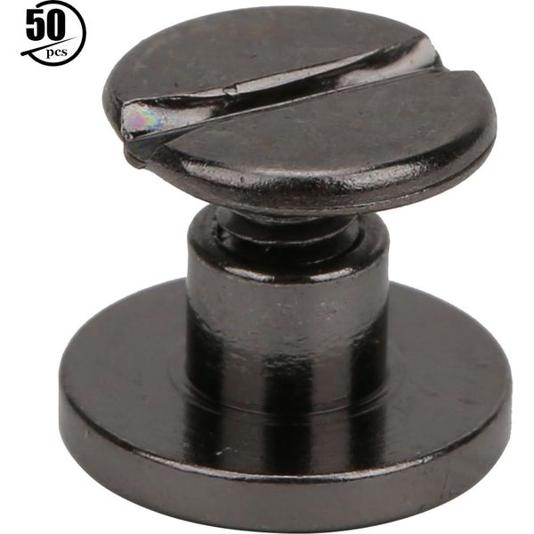 50 Set 6,5 Mm Ottone Testa Piatta Viti Bolder Chiodi Rivetti Fai Da Te Artigianato Pelle Trasportatore Screwbackgun Colore-image