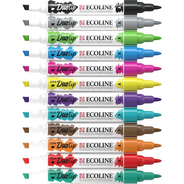 Talens Ecoline - Marcatore Duotip Ecoline Basic Set 12 Colori | Set Di 3 X 12 Pezzi-image