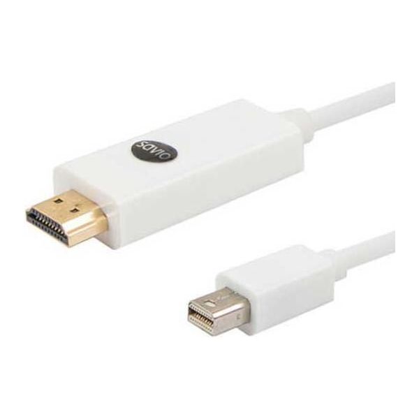 Savio CL-83 Cavo Displayport 1,8 M Mini Displayport Hdmi Bianco - Cavo Displayport (1,8 M, Mini Displayport, Hdmi, Maschio, Maschio, Oro)-image