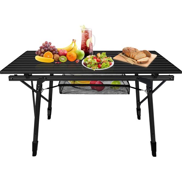 Yuenfong Tavolo Da Campeggio Pieghevole Tavolo Pieghevole Con Struttura In Alluminio, Tavolo Da Giardino Regolabile In Altezza Tavolo Da Buffet, 90X52X45Cm, Nero-image