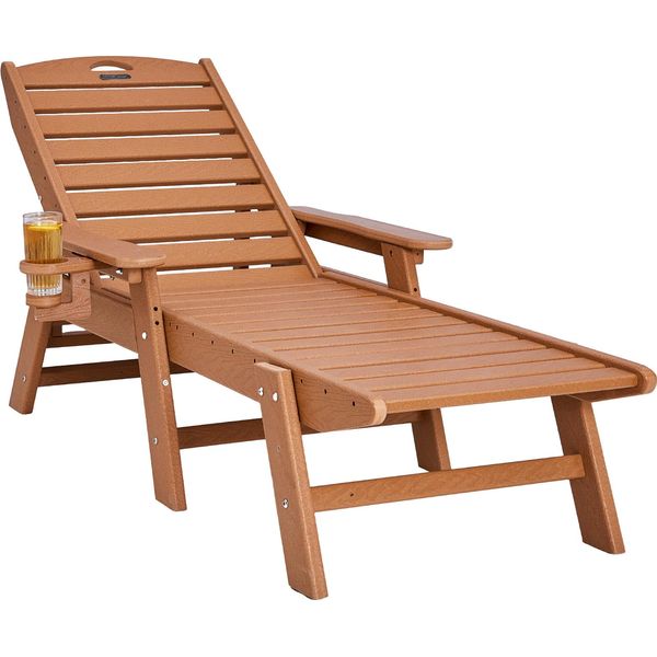 Poltrona Chaise Longue Vevor, Portata 204 Kg, Poltrona Lounge Regolabile Per Esterni Con Schienale Regolabile In 6 Posizioni, Poltrona Lounge In Hdpe Con Portabicchieri-image