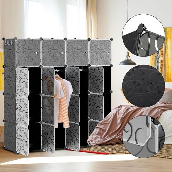 Hengda Armadio Fai Da Te 12/13/20 Scatole Sistema Di Scaffalatura Armadio Con Porta Acqua E Antipolvere Per Camera Da Letto Bagno (16 Scatole)-image