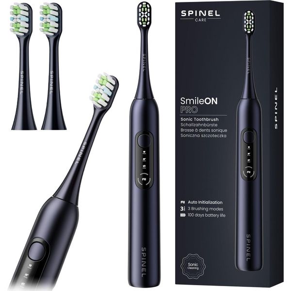 Spinel Care Smileon Pro Spazzolino Sonico Nero Incl. 2 Testine Di Ricambio-image