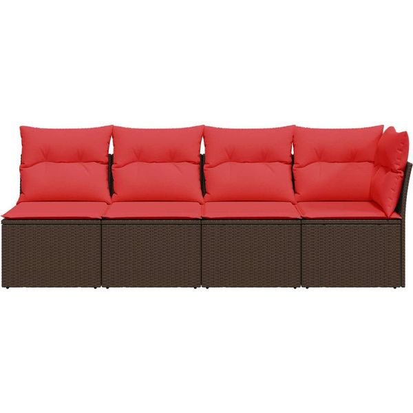 Vidaxl Divano Da Giardino Con Cuscini 4 Posti In Polirattan Marrone-image