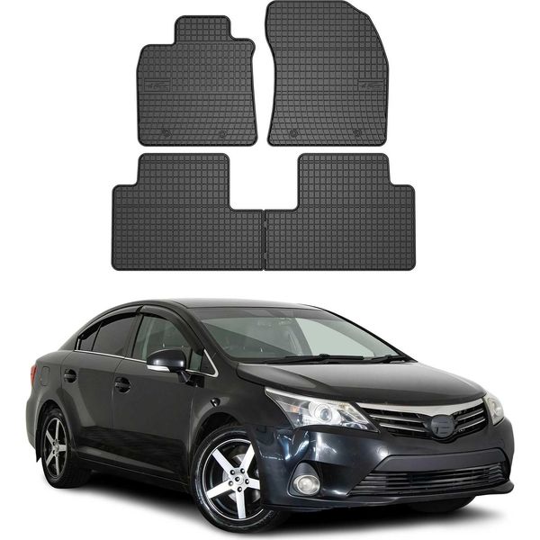 2009-2018 Toyota Avensis Tappetini In Gomma Nera 4 Pezzi-image