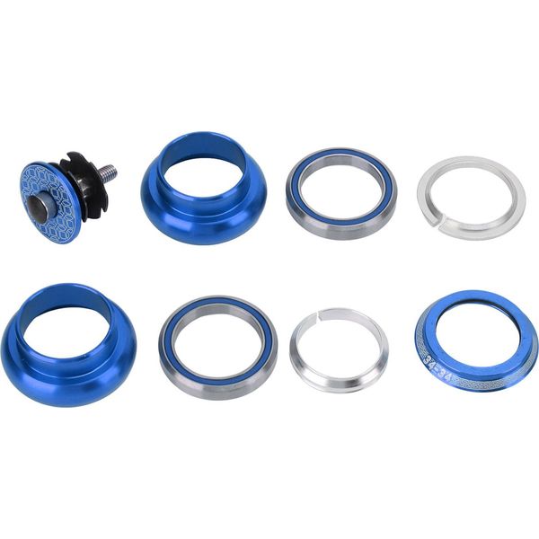 Serie Sterzo Viaron 34 Mm, Doppio Cuscinetto, Attacco Manubrio Forcella Bicicletta Per Mountain Bike, Bici Da Strada, Blu-image