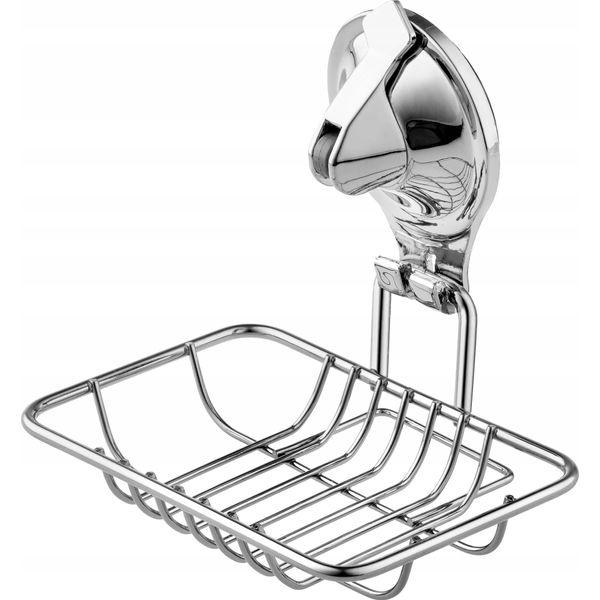 Portasapone Kadax "Vieux"", Cestino Per Sapone In Acciaio Inox Con Ventosa, Portasapone Per Doccia, Argento, 12,5 Cm"-image