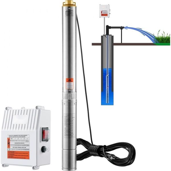 Pompa Per Pozzi Profondi 1500W - 9,8 M³/H - Pompa Per Tubi - Pompa Per Pozzi - 108 M Di Prevalenza - Efficiente E Durevole-image
