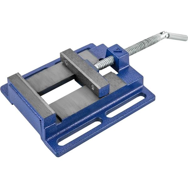 Morsa Per Trapano - Morsa Per Macchina - Larghezza Di Serraggio 10 Cm - Larghezza Ganasce 9,9 Cm - Corpo In Ghisa - Ganasce In Acciaio 45# - Manuale - Blu-image