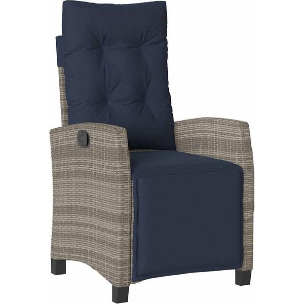 Vidaxl Poltrona Da Giardino Con Poggiapiedi Regolabile In Poly Rattan Grigio-image