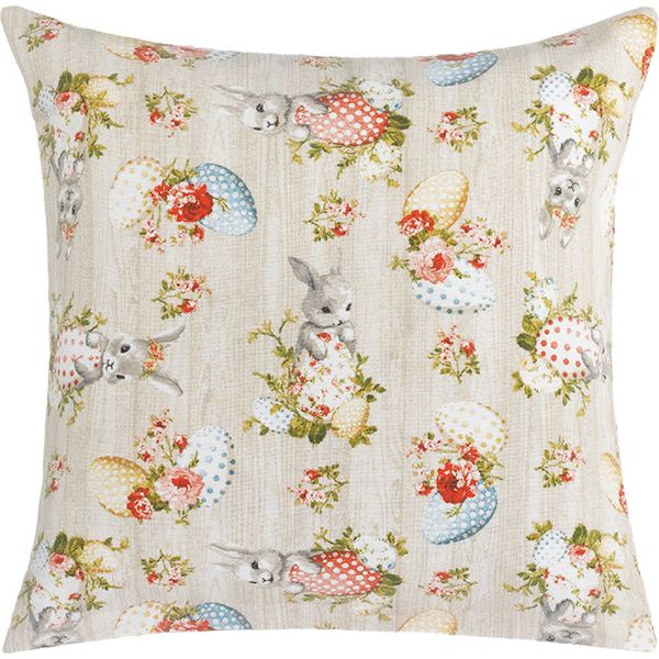 Cuscino Ema - Pasqua - 45X45 Cm - Beige,Verde,Arancione-image