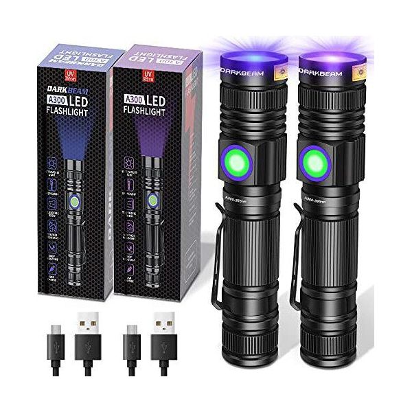 Darkbeam Torcia Uv Luce Nera 365Nm & 395Nm Ricaricabile, Lampada Di Legno Usb Luce Nera Torce Mini Portatili Led Luce Ultravioletta,-image