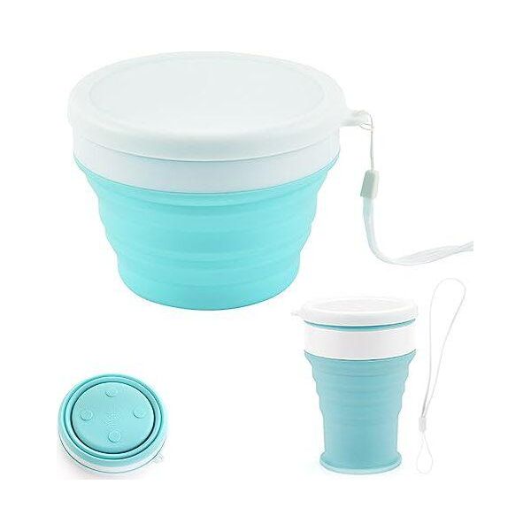 Tazza Pieghevole In Silicone E Ciotola Richiudibile, Contenitore Per Alimenti Da Campeggio A Prova Di Perdite, Adatto A Microonde, Congelatore E Lavastoviglie-image