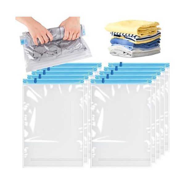 Sacco A Vuoto Per Abbigliamento, Confezione 8 Sacchetti Di Compressione Da Viaggio, 40 X 60 Cm Zaino Per Abbigliamento-image