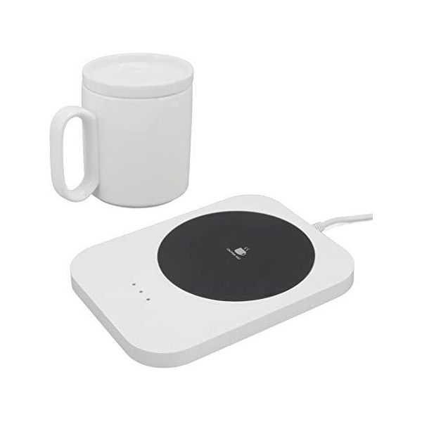 Smart Bow Warmer, 3 Gear Control Usb Powered Heater Coaster Milk Mug Insulation Warmer Coffee Home Office Use (Bianco)-image