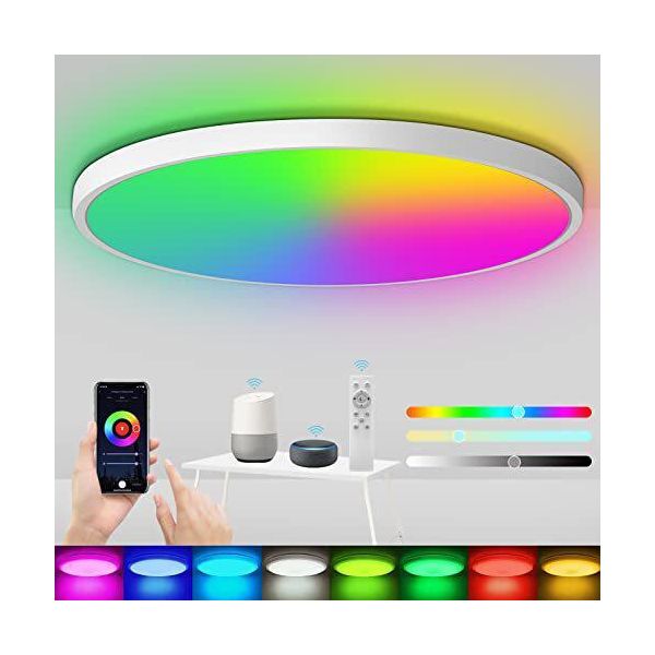 Plafoniera Led, Dimmerabile, Telecomando Alexa Light, Pannello Cambiacolori Rgb Da 24 W 2400 Lm, App Wifi Controllabile Smart Lamp Soggiorno,-image