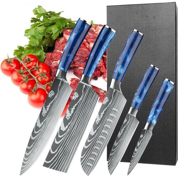 Set Di Coltelli, Acciaio Inossidabile Ad Alto Tenore Di Carbonio, Design Ergonomico, 5 Pezzi-image