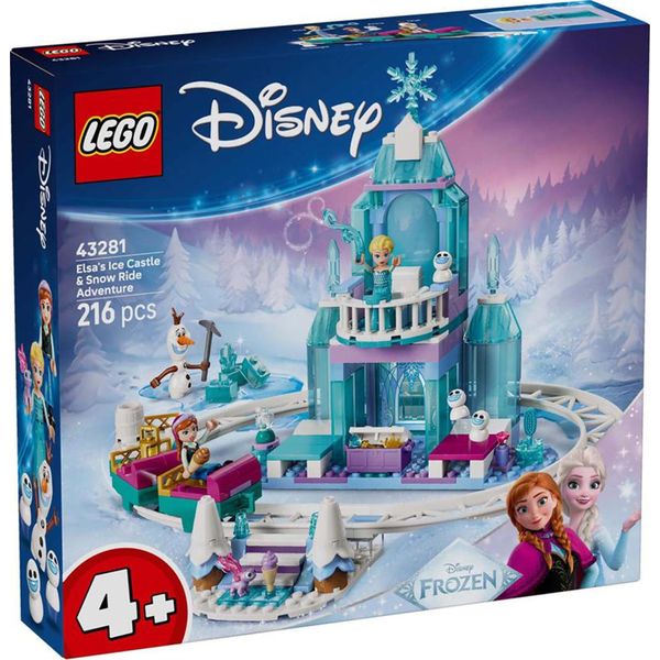 Lego ǀ Disney Frozen La Slitta Di Elsa Intorno Al Palazzo Di Ghiaccio - Giocattolo Con Mini-Doll Anna Ed Elsa, Figura Di Olaf, Binari E Vagone Della Neve - Regalo Per Bambine Dai 4 Anni In Su - 43281-image