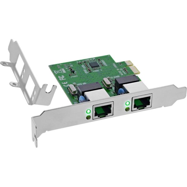 Inline Dual Gigabit Netzwerkkarte 2X RJ45 1Gb/S Pcie X1 Inkl. Lp Slotblech (51128K)-image