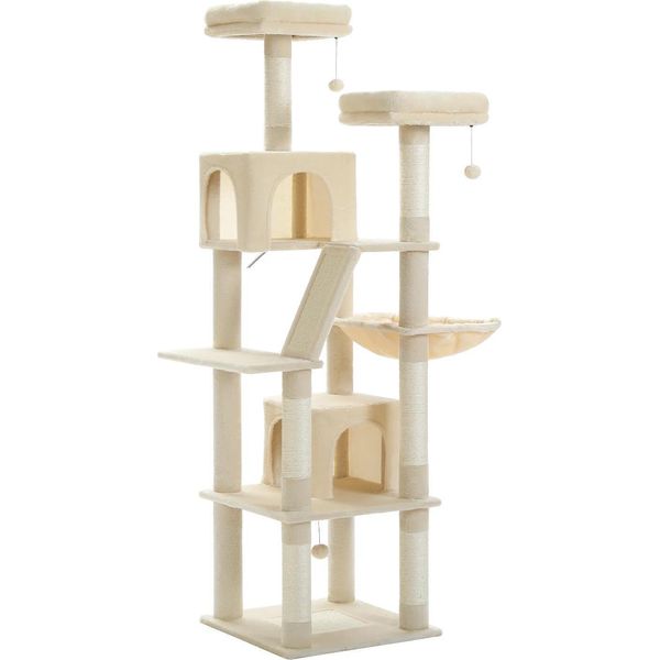 Torre Per Gatti, Design A Più Livelli, Amaca Accogliente, AMT0239BG, Xl-image