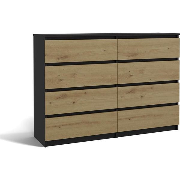 Moderna Cassettiera Malwa M8 Con 8 Cassetti – Ampio Spazio Contenitivo | Colore: Antracite / Rovere Artigianale-image