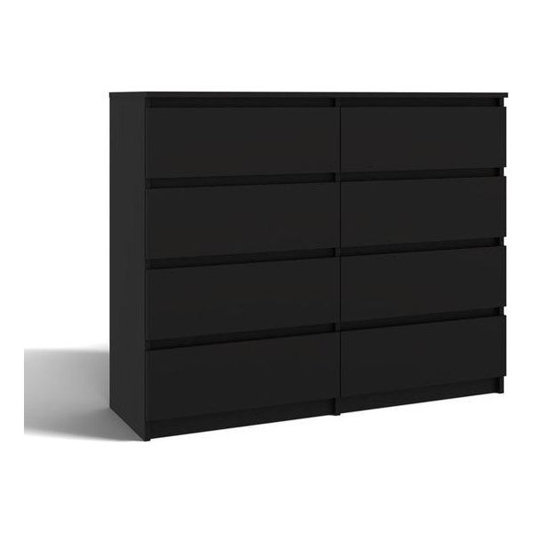 Moderna Cassettiera Malwa M8 140 Con 8 Cassetti – Ampio Spazio Contenitivo | Colore: Nero | Dimensioni: 138X40X97 Cm-image