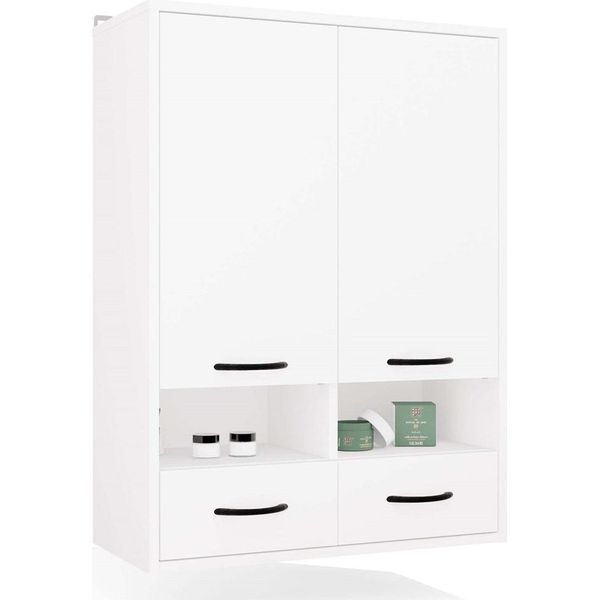 Mobile Da Bagno Pensile Nina W2D2P2S Con 2 Cassetti – Bianco Opaco | 66X90X30 Cm-image