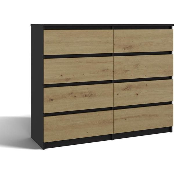 Moderna Cassettiera Grande Con 8 Cassetti – Malwa M8 120 | Colore: Antracite / Rovere Artigianale-image